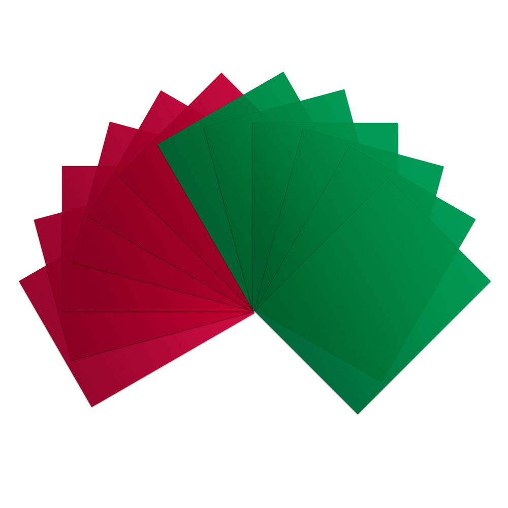 Láminas de vinilo rojo, verde, azul y amarillo